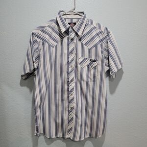 Dickies Striped Blue and White Men's Shirt Size L.
